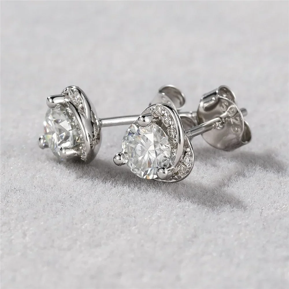 Certified 1ct. t.w. Moissanite Diamond Heart Halo Stud Earrings NEW